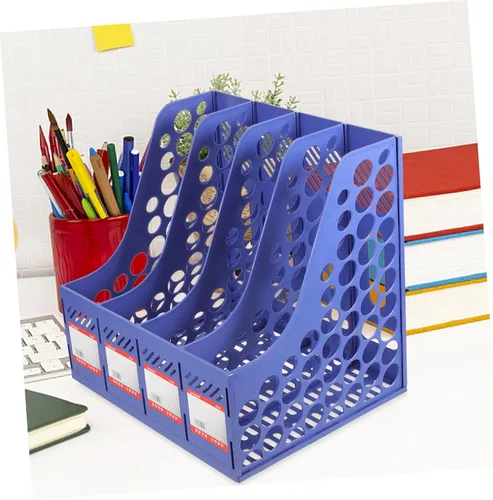 Vista 4 de File Organizer Rack Sturdy Desktop File Holder Section Design Easy Assembly Document Storage Shelf for Office School Room Book Storage and Folder