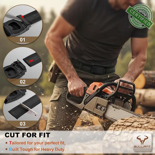 Vista 7 de BULLIANT Cinturón de trabajo táctico para hombre, ajustable, con nailon elástico, ajuste cómodo de 1 1/2 pulgadas, corte