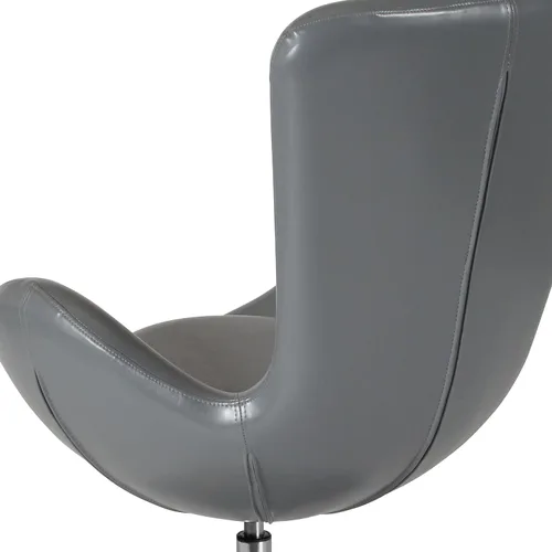 Vista 8 de Flash Furniture Egg Series Grey LeatherSoft Silla de recepción lateral Gris Leathersoft
