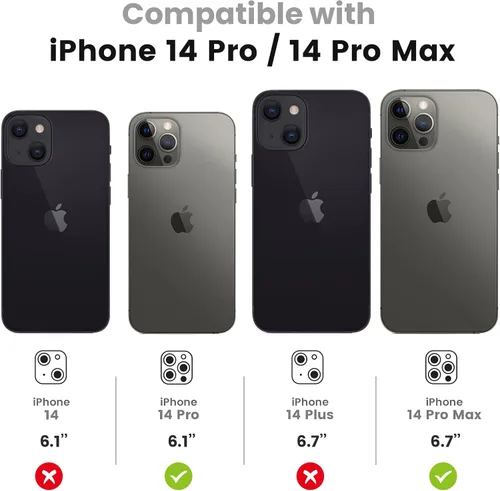 Vista 2 de Tensea Protector de lente de cámara para iPhone 14 Pro Max, protector de lente de cámara de vidrio templado 9H, protector de pantalla, anillo
