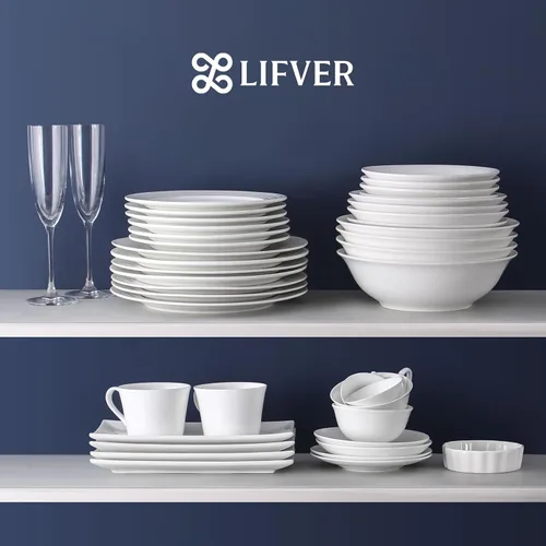 Vista 8 de LIFVER Juego de 4 cuencos de cerámica blanca de 48 onzas, cuencos grandes y profundos para sopa, ensalada, pasta, fideos, cereales, lavavajillas