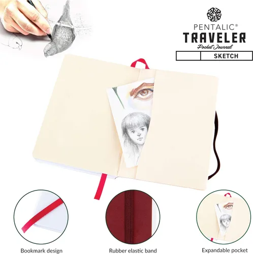 Vista 4 de Cuaderno de bocetos Travelers Dot Grid Pentalic Art, libre de ácidos