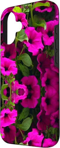 Vista 2 de iPhone 16 Purple Petunia Floral Cool Garden Plant Flower Gardener Gift Case