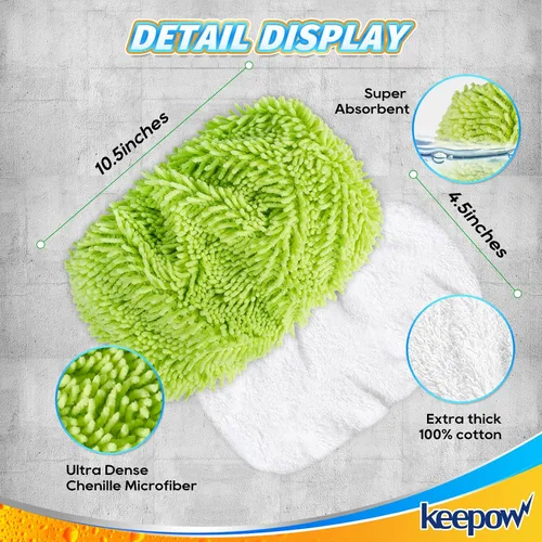 Vista 3 de KEEPOW Paños de barrido en seco reutilizables compatibles con Swiffer Sweeper, paños de trapeado húmedos lavables, almohadillas de trapeador