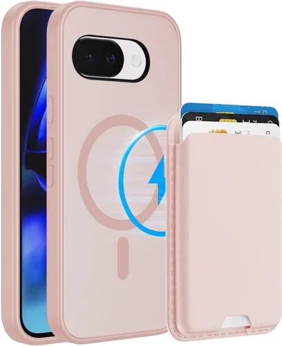 Vista 19 de Funda magnética para Google Pixel 9A con soporte para tarjetas, funda magnética desmontable, [compatible con MagSafe] a prueba de golpes con ranura