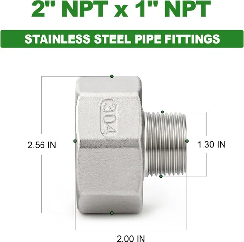 Vista 2 de TAISHER 1 pieza de 25 mm NPT macho x 50 mm NPT hembra, adaptador reductor, pieza de tubería de acero inoxidable 304