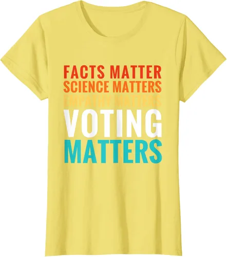 Vista 32 de Facts Matter Science Matters Voting Matters - Camiseta demócrata liberal, Negro, S