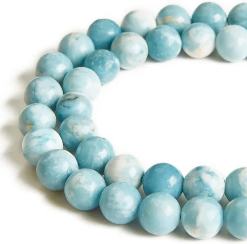 Vista 43 de 60 piezas de cuentas de turquesa africana natural de 6 mm, cuentas de piedras preciosas naturales, cuentas sueltas redondas para hacer joyas