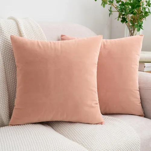 Vista 17 de HWY 50 fundas de almohada decorativas de terciopelo sólido para sofá, sala de estar. Ambar