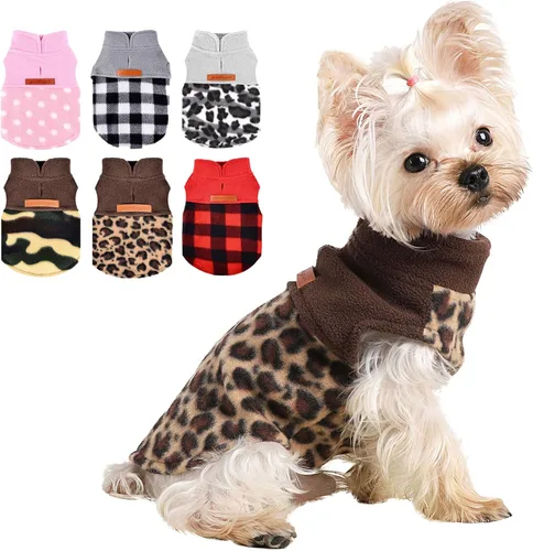 Vista 10 de Suéteres para Perros Pequeños Macho Hembra, Suéter a Cuadros para Cachorros Chaleco de Ropa de Perro de Forro Polar, Suéter Elástico XSmall