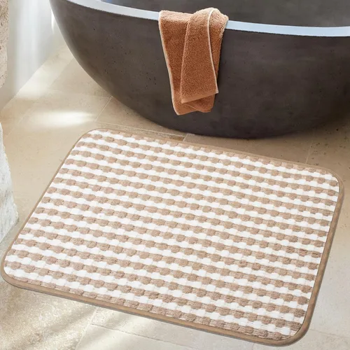 Vista 8 de Tapetes de baño antideslizantes delgados para debajo de la puerta, tapetes de baño de secado rápido absorbentes con respaldo de goma trenzado