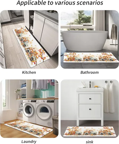 Vista 5 de Tapete de baño de Acción de Gracias para bañera, antideslizante, de secado rápido y absorbente, de tierra de diatomeas, para fregadero de cocina