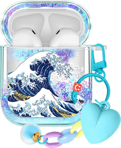 Vista 7 de Funda para Apple para Airpods 4 Case 2024 - Arena Movediza Líquida Arte Artístico Estético Funda Mujer Chica Mujeres Brillante Brillo Purpurina