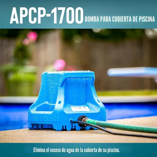 Vista 4 de Little Giant APCP-1700 Bomba de cubierta de piscina de 115 voltios, 1/3 HP, 1745 GPH, automática, sumergible, con cable de 25 pies, azul claro