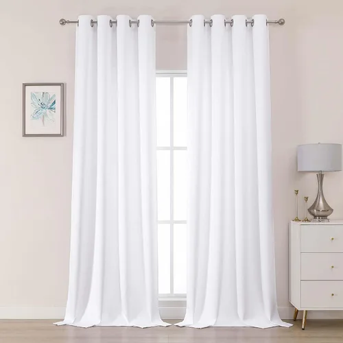 Vista 37 de OWENIE Cortinas 100% opacas de 63 pulgadas de largo, 2 paneles para dormitorio, sala de estar, cortinas superiores con ojales con aislamiento Negro
