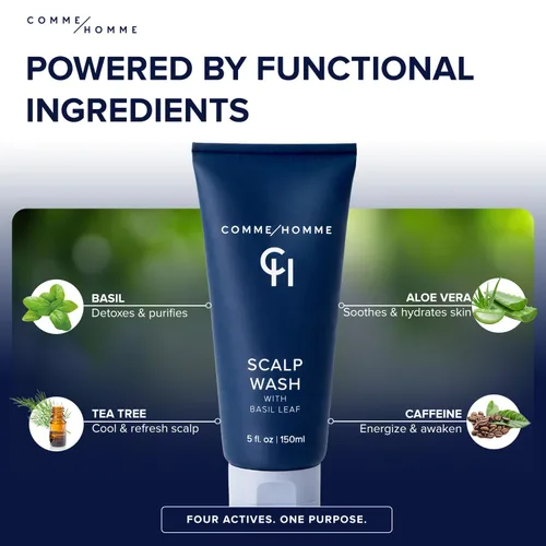 Vista 6 de Comme Homme Jabón hidratante para el cuero cabelludo para hombres calvos, limpia, calma y energiza suavemente con albahaca, aloe, té de árbol