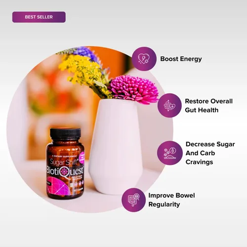 Vista 5 de BiotiQuest Probiótico Sugar Shift Ayuda a disminuir los antojos de azúcar y carbohidratos y apoya el equilibrio digestivo 22 mil millones de UFC