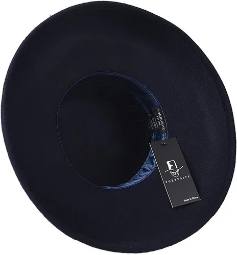 Vista 4 de FORBUSITE Sombreros de fiesta de fieltro de lana para mujer, para otoño, invierno, sombreros de iglesia de los años 1920 y 1950 azul marino