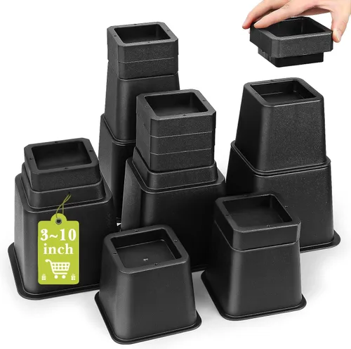 Vista 13 de Paquete de 12 elevadores de muebles de 1 pulgada, elevadores de cama ajustables resistentes para mesa, escritorio, sofá, gabinete, marco de cama