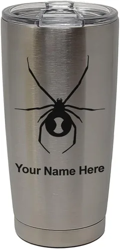 Vista 28 de LaserGram Vaso aislado al vacío de 20 onzas, araña viuda negra, grabado personalizado incluido (negro)