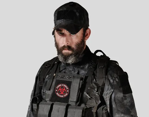 Vista 5 de U-LIAN Zombie Outbreak Response Team Biohazard Morale - Parche táctico bordado con gancho y bucle (negro+rojo)
