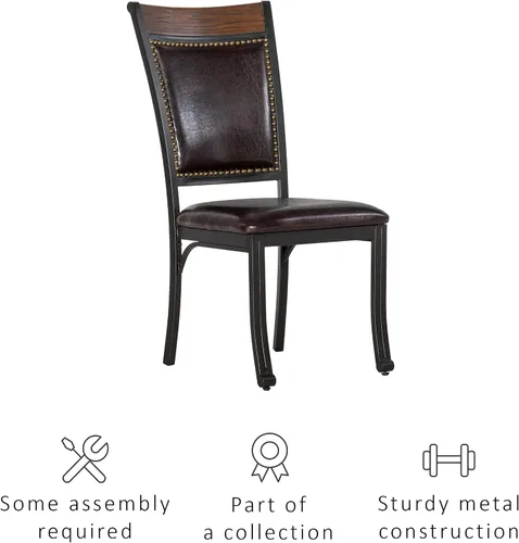 Vista 15 de Powell Furniture Franklin - Juego de 2 sillas de comedor de metal y piel sintética con clavos acentuados en madera, color marrón oscuro