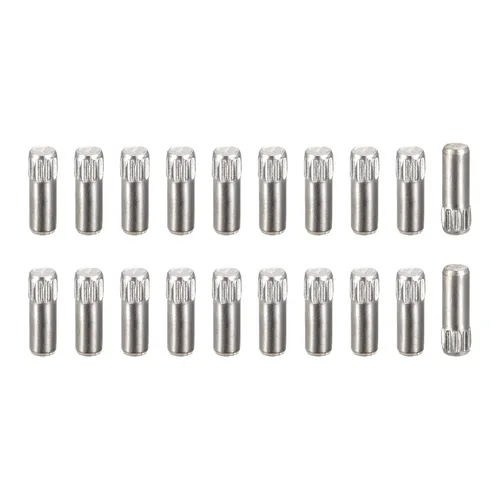 Vista 29 de uxcell Pasadores de acero inoxidable 304 de 0.05 x 0.236 pulgadas, 20 pines de cabeza moleteada con extremo biselado plano, clavijas de madera