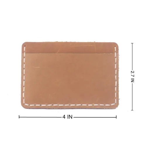 Vista 3 de New style Handcrafted Front Pocket Card Holder, Leather Minimalist Cardcase, Credit Card Holder, 3 Card Slots (light brown)