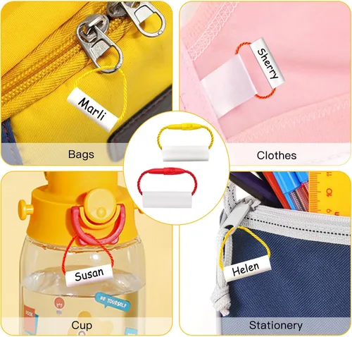 Vista 3 de HVSWLY 100 etiquetas impermeables para nombre de zapatos, etiquetas de botellas de agua, etiquetas de nombre para artículos de guardería, etiquetas