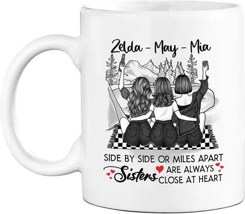 Vista 19 de Taza personalizada para mejor amiga para mujer, con texto en inglés "Best Friends We'll Be Friends Until We're Old Taza para mejor amiga, mejor