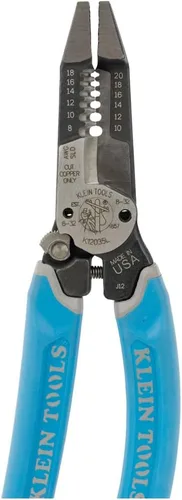 Vista 7 de Klein Tools K12035L Klein-Kurve - Cortadores de alambre, fabricados en EE. UU., herramienta resistente para pelar cables con bloqueo, 8-20 AWG