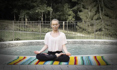 Vista 4 de $averPak BodyForge auténtica manta de yoga mexicana falsa (azul/negro/blanco)