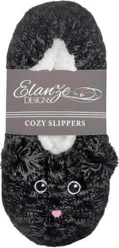 Vista 4 de Elanze Designs Pantuflas suaves antideslizantes con forro de felpa para interior para mujer Negro