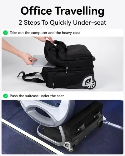 Vista 4 de LUGGEX negro (Carry On Underseat Luggage Black Bagage), Negro -, Equipaje debajo del asiento con ruedas