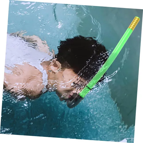 Vista 5 de UPKOCH Juego de equipo de esnórquel para niños, 2 piezas, popotes, aletas cortas para natación, diseño semiseco antivaho para niños y niñas