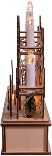 Vista 5 de Kurt S. Adler Belén de madera iluminado con pilas de 11 pulgadas con velas