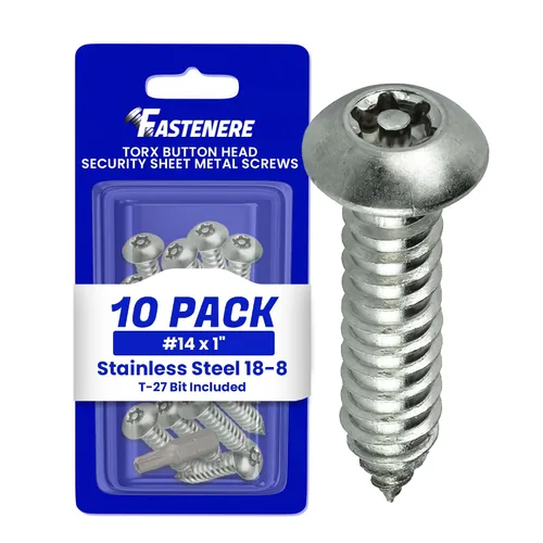 Vista 7 de Fastenere Tornillos de Chapa Metálica de Seguridad Torx - #6 x 1-1/2" (paquete de 25) con cabeza de botón, resistentes a manipulaciones, tornillos