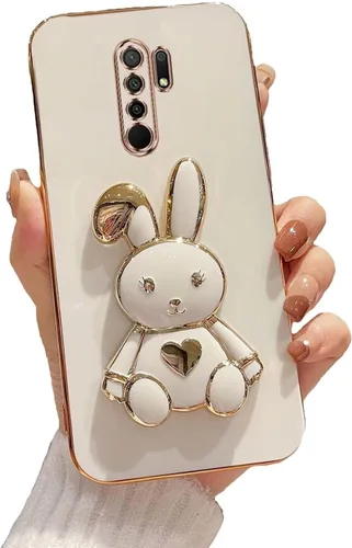 Vista 56 de Funda con soporte de conejo de corazón para Xiaomi Redmi A1, galvanizado suave TPU protector delgado a prueba de golpes con lindo conejito soporte