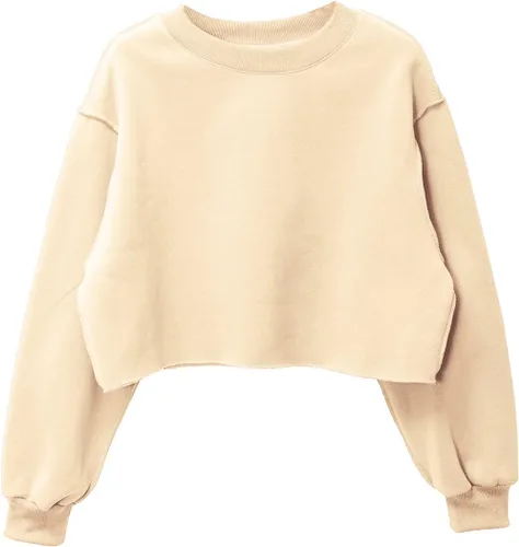 Vista 10 de Amazhiyu Sudadera Corta para Mujer de Manga Larga con Forro Polar Albaricoque
