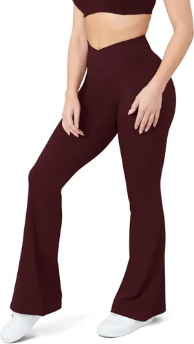 Vista 130 de HEGALY Pantalones de yoga acampanados para mujer, leggings cruzados, suaves, de cintura alta, pantalones casuales de entrenamiento con corte de bota