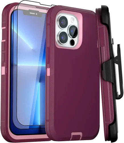 Vista 32 de Funda para iPhone 13 Funda 6.1" con Soporte Plegable y Clip para Cinturón con 2 Protectores de Pantalla + 2 Protectores de Lente de Cámara, Cubierta