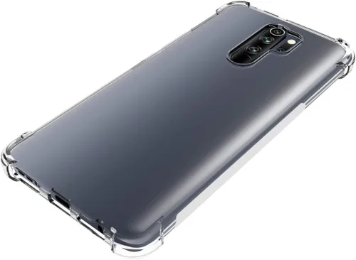 Vista 5 de USTIYA Caso para Redmi 9 Clear TPU Cuatro Esquinas Cubierta Protectora Transparente Suave Funda