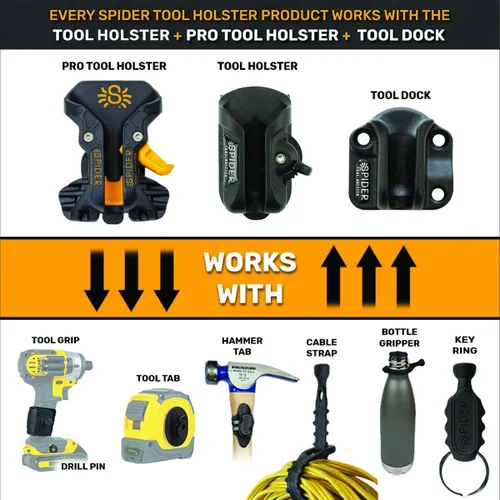 Vista 8 de Spider Funda para herramientas - Mejora la forma en que llevas tu taladro eléctrico, controlador, multiherramienta, neumático, multi-herramienta