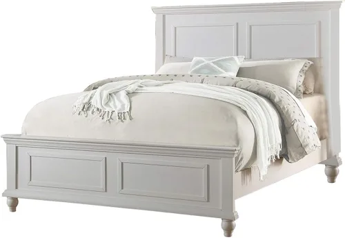 Vista 3 de Cama de madera blanca tamaño queen