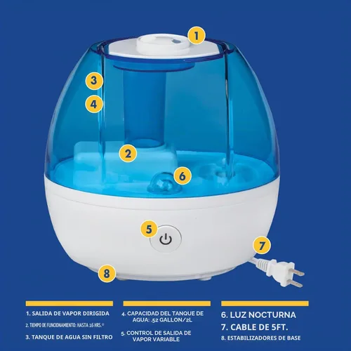 Vista 6 de Humidificador ultrasónico TheraCare Cool Mist, 0.5 galones