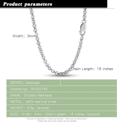 Vista 6 de Dankadi Italy Fashion - Collar de plata de ley 925 maciza de 0.118in, 18 a 28 pulgadas, cadena de eslabones de anclaje marinero redonda, eslabones
