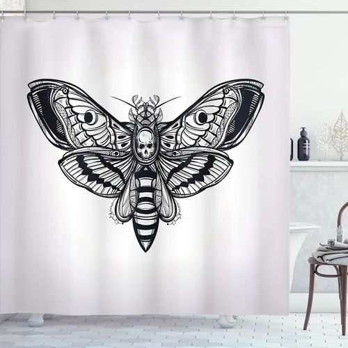 Vista 102 de Ambesonne Decor Collection, juego de cortina con ganchos para regadera Amarillo y marrón