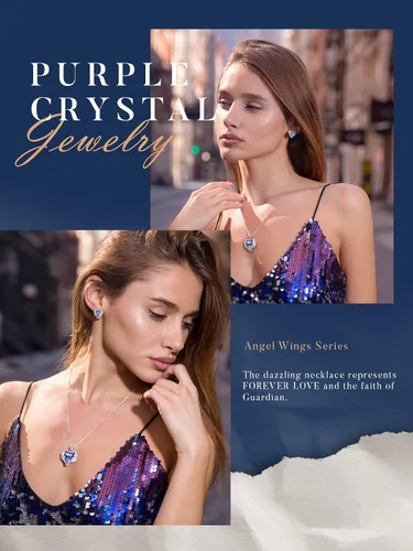 Vista 6 de CDE Collar con dije de corazón de ala de ángel para mujer, tono plateadodorado, regalo de Navidad, San ValentínDía de la Madre, aniversario