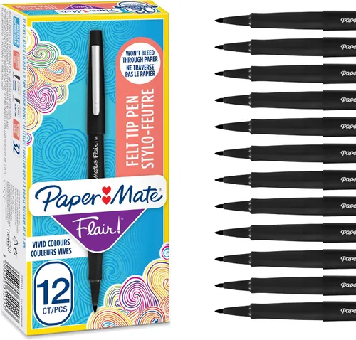 Vista 14 de Paper Mate Flair Original - Bolígrafo de punta de fieltro, tamaño mediano, varios colores estándar, paquete de 3