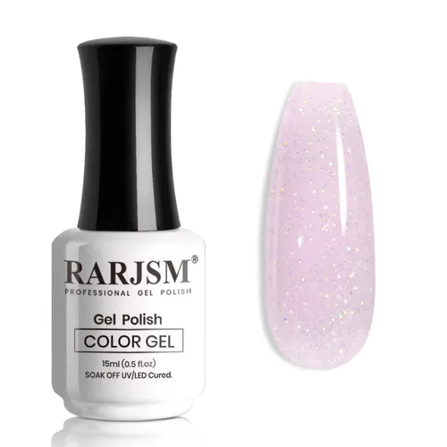 Vista 21 de RARJSM Esmalte de uñas en gel color albaricoque, dorado con brillantina, neutro, transparente, color nude, esmalte de gel para remojar para remojar